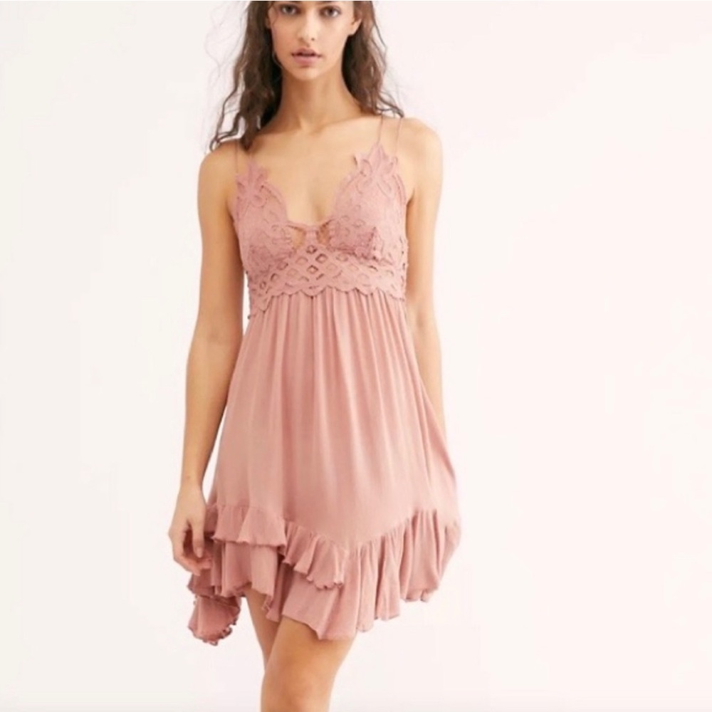 Free People Adella Slip Dress in Rose NWT